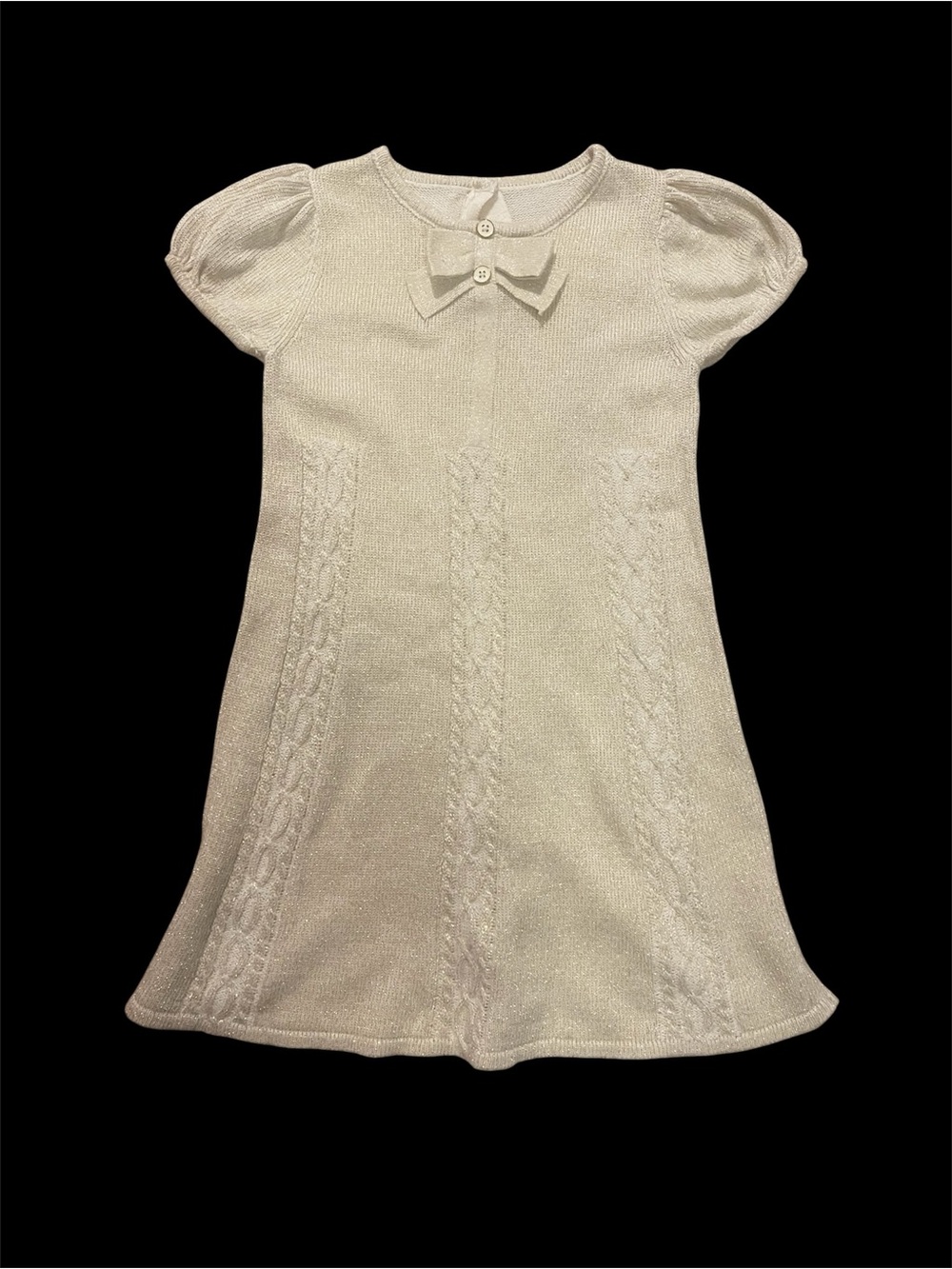 Gymboree Cream Knit Bow-Applique Dress